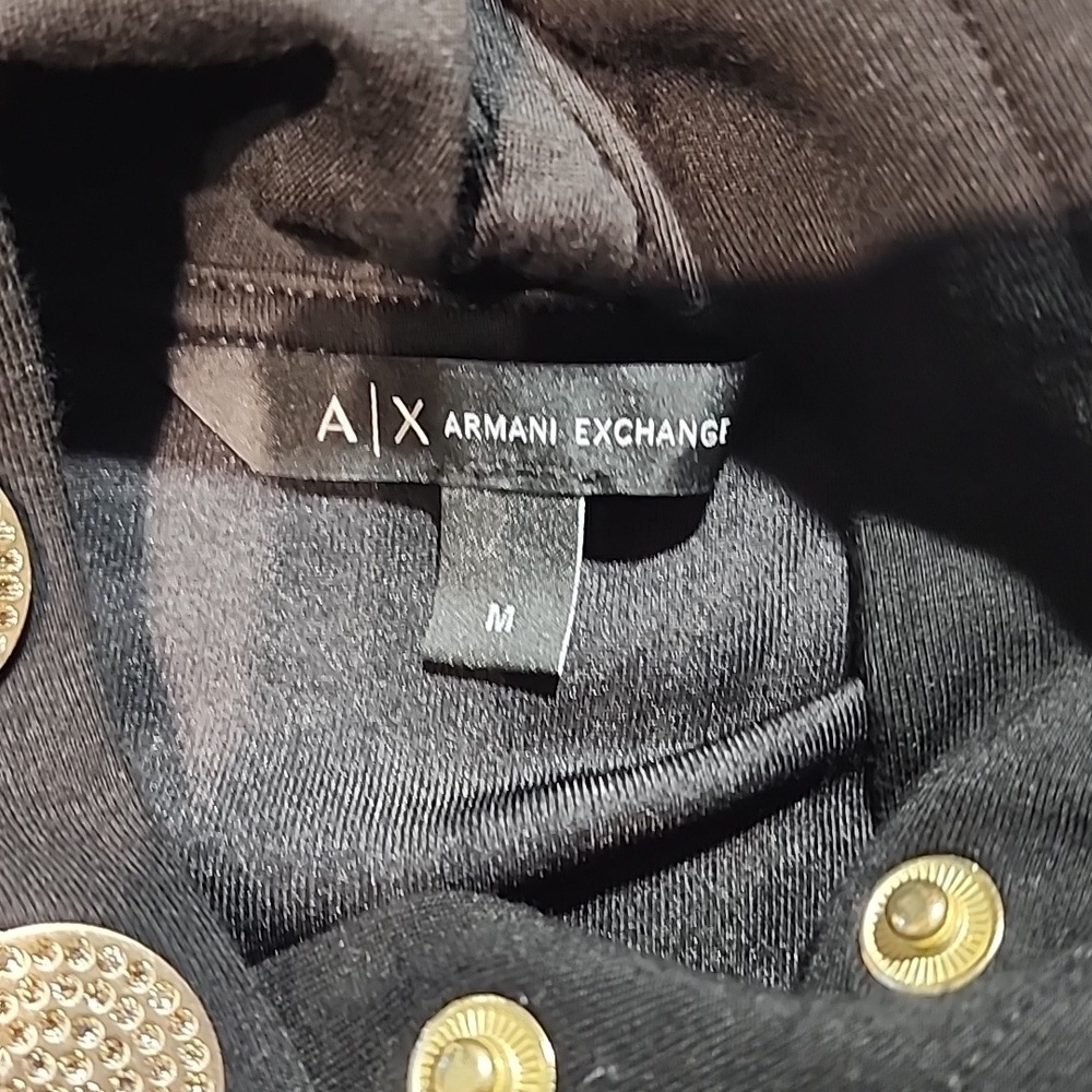 Armani Exchange Black Hoodie with Button Accents - Picture 5 of 7
